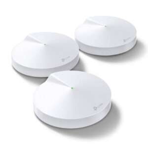 TP-Link AC2200 Smart Home Mesh WiFi System Deco M9 Plus V1 (1-pack) 400 Mbps at 2.4 GHz + 867 Mbps at 5 GHz + 867 Mbps at 5 GHz_Backhaul Deco-M9-Plus-V1-1-pack Best Price in Dubai UAE. TP-Link Authorised Supplier in Dubai UAE